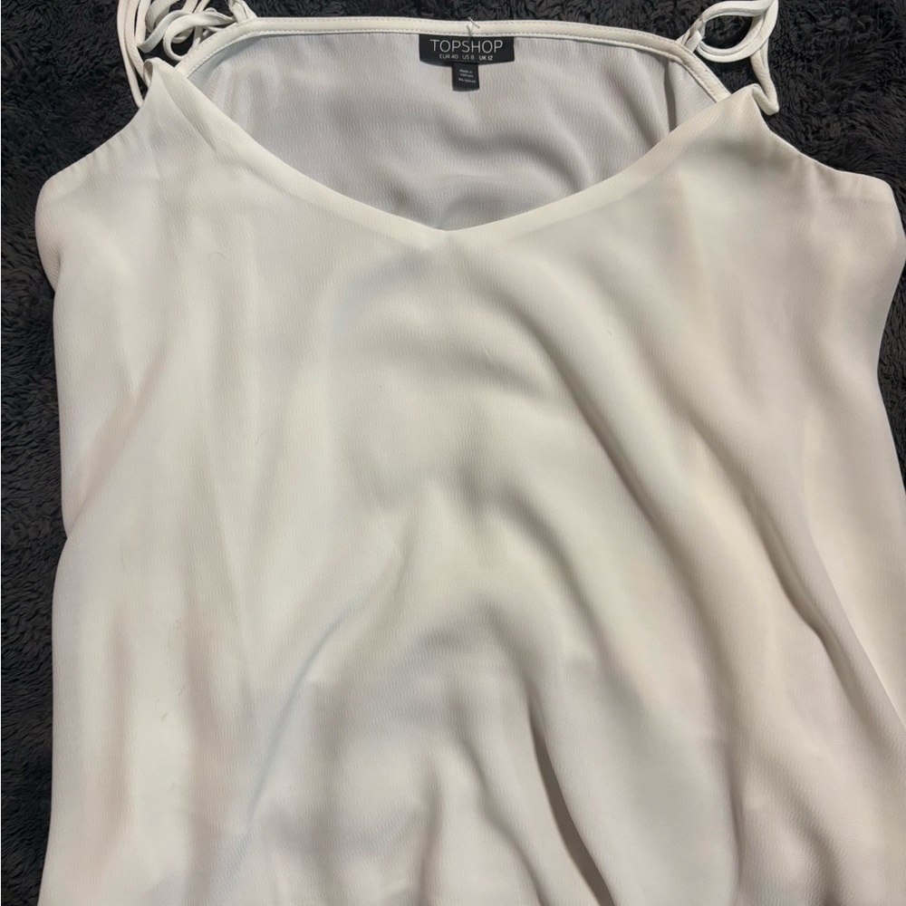 Topshop White Tie Front Camisole